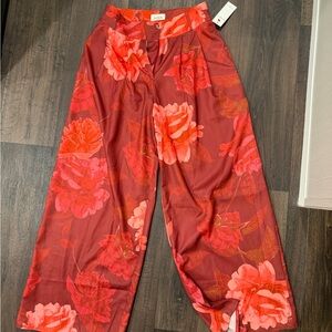 Aura Scarlet and Coral Floral Trousers